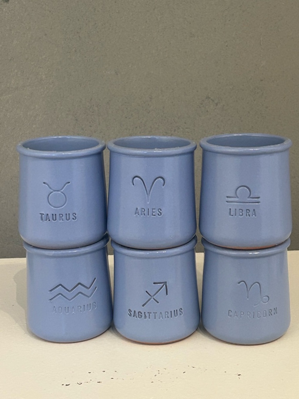 La Fermiere Lavender Zodiac signs Clay Yogur Cups Set of 6